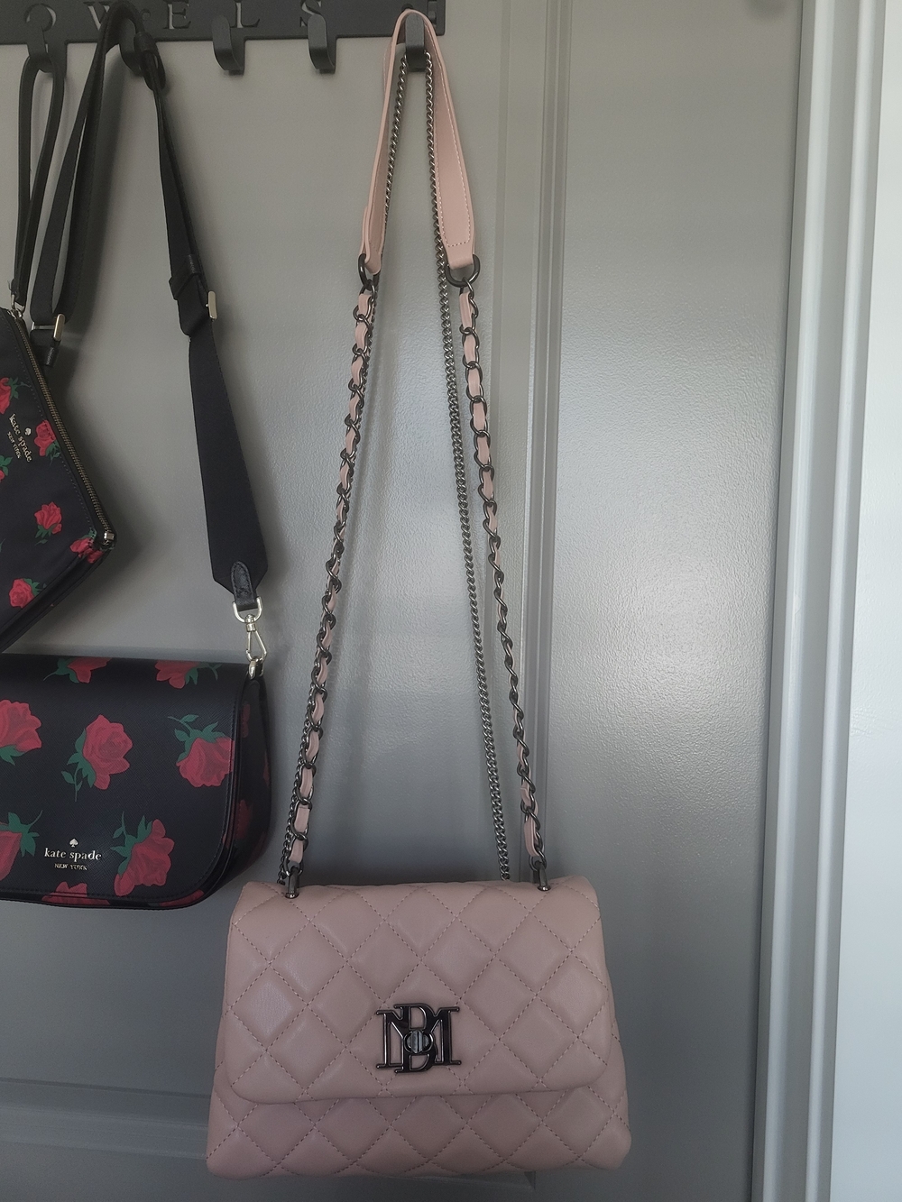 Quilted Pink Chain-Shoulder Bag - Brand Unknown